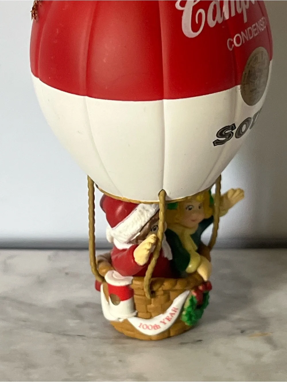 Vintage Campbell's Red and White Soup Hot Air Balloon Ornament